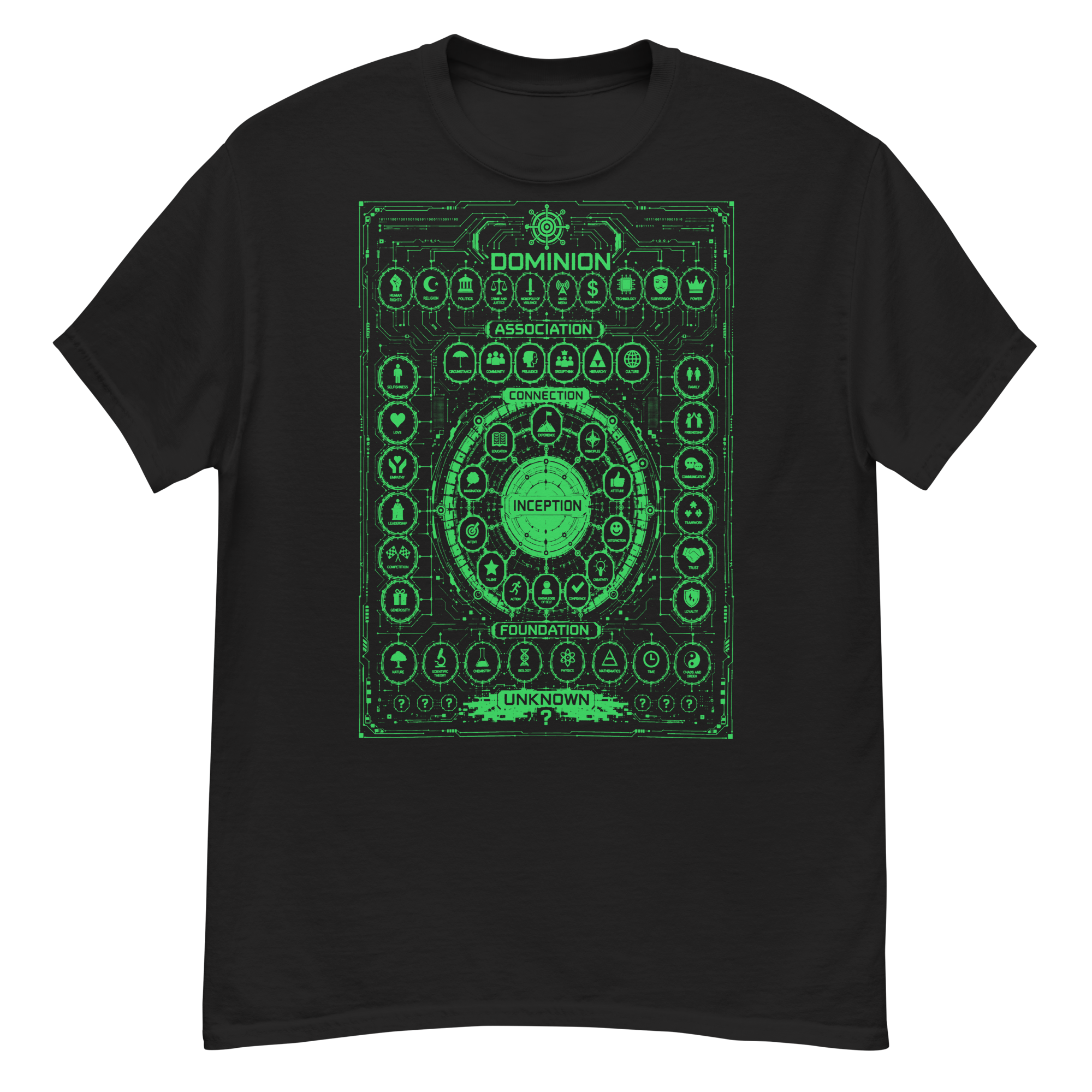 Front of the Digital Order Map Tee in terminal green on black